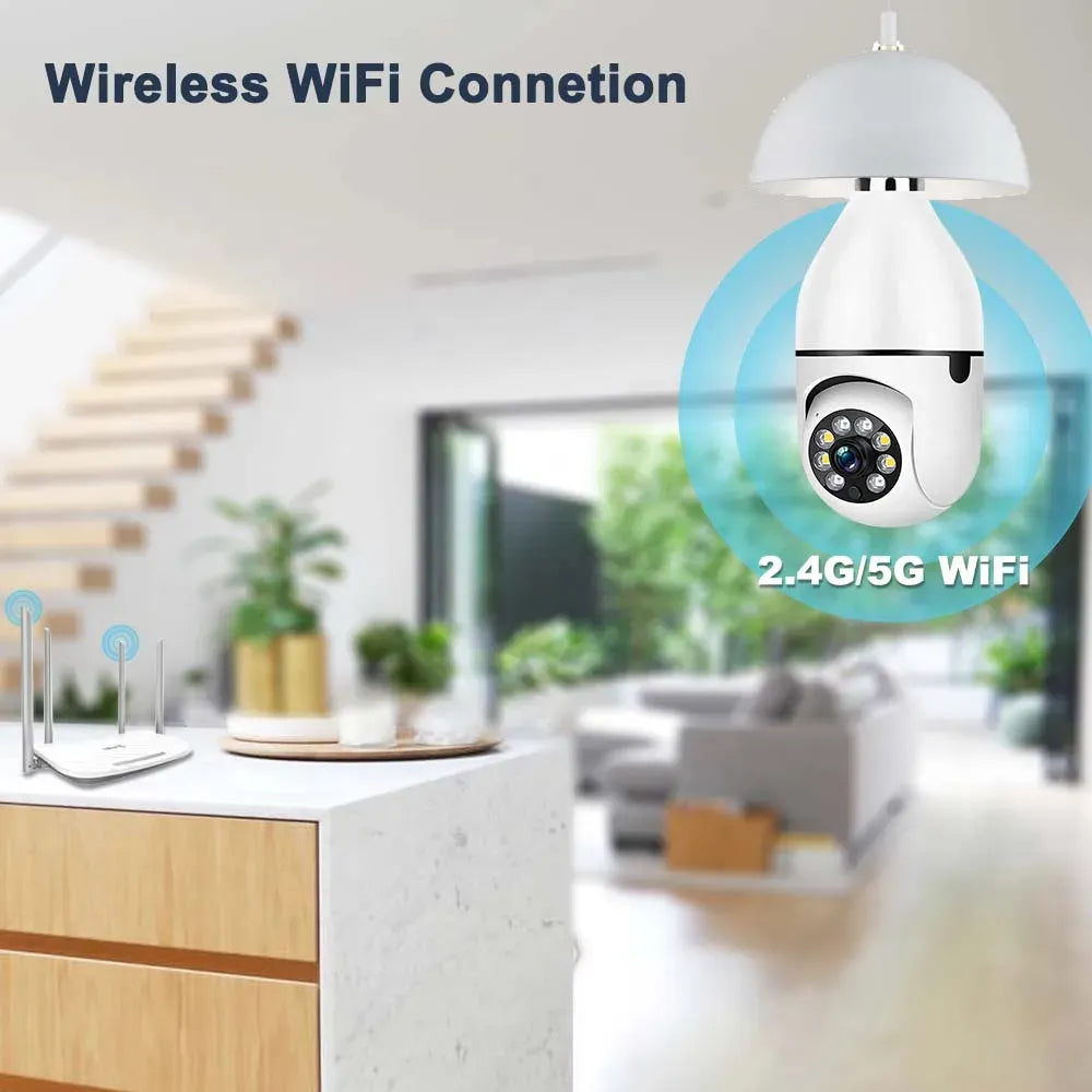 Caméra de Surveillance Ampoule E27 Tuya Smart 2K 3MP – Wi-Fi Dual Band (2.4G &amp; 5G)