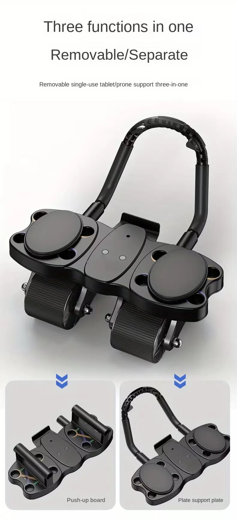 Roue Abdominale 3-en-1 à Retour Automatique &amp; Support Coude (AB Roller)