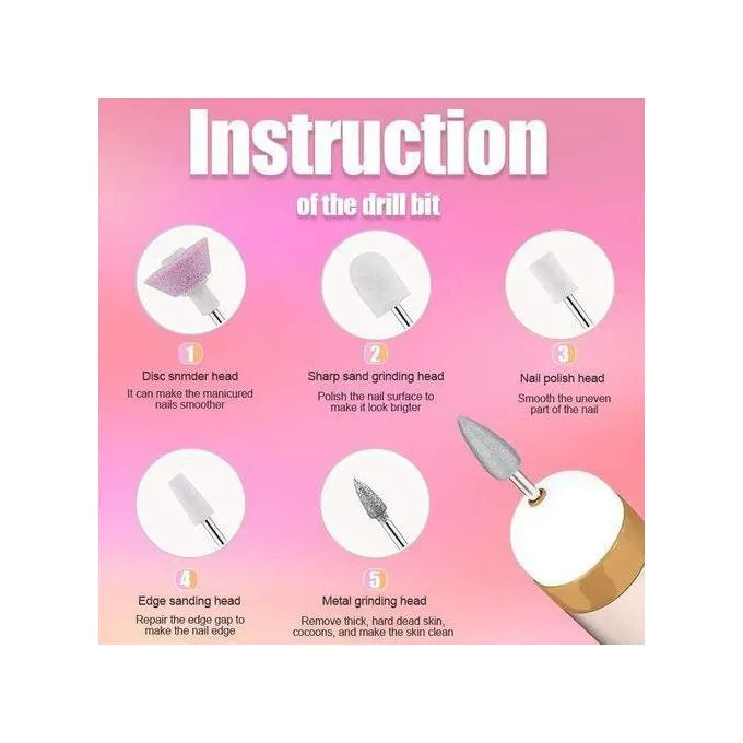 Kit de Manucure &amp; Pédicure Électrique 5-en-1 – Ponceuse à Ongles Rechargeable