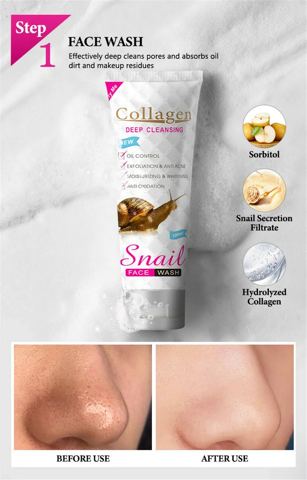 Snail Collagen Facial Skin Care (مجموعة مستخلص الكولاجين من الحلزون)