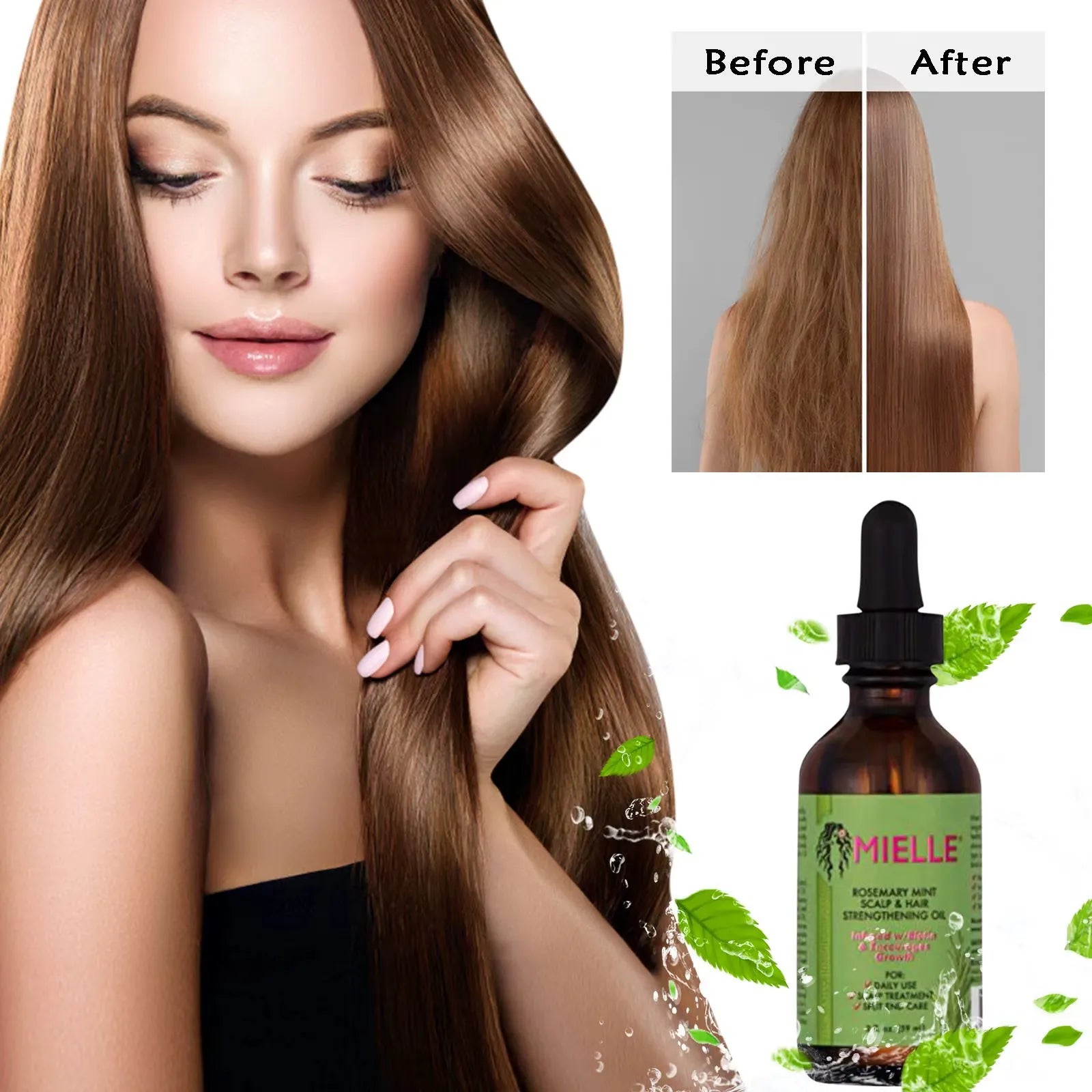 Pack Soin  Coiffage Capillaire Élite – Brosse Lissante + Boucleur Automatique MiraCurl + Huile Mielle Rosemary Mint
