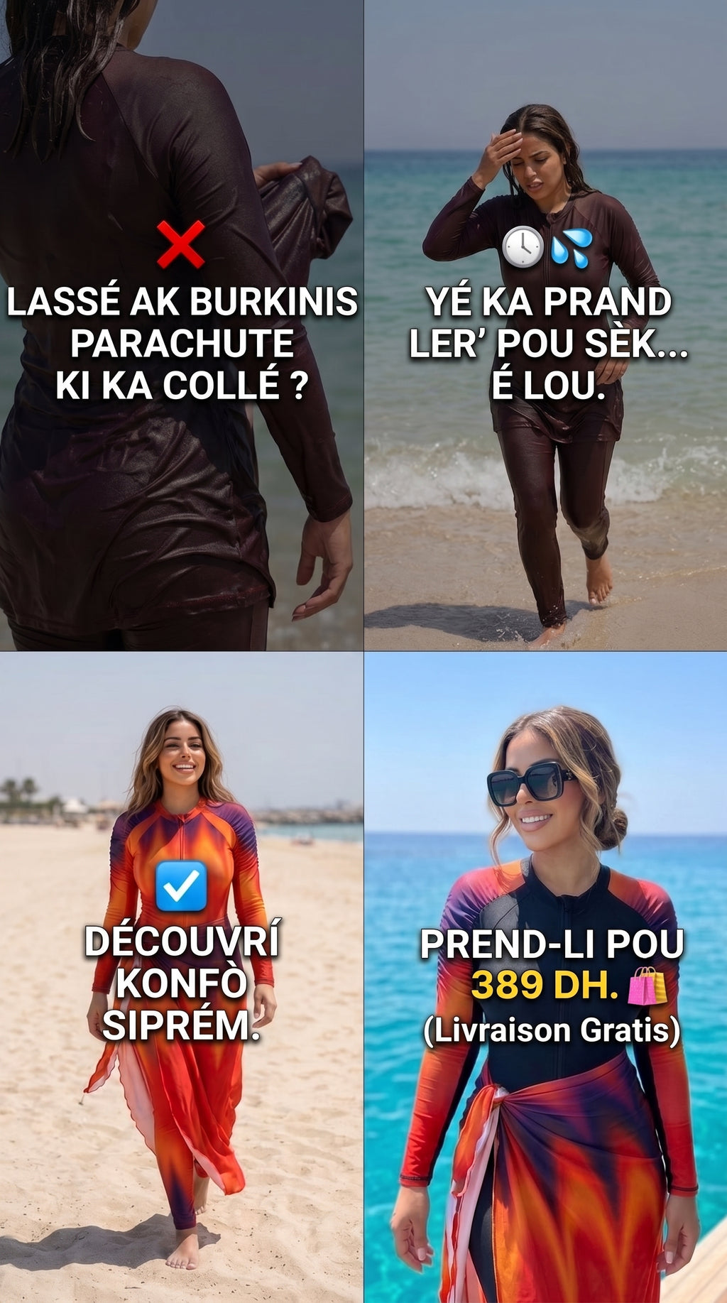 Burkini Flame  Élégance et Confort (4 Pièces)