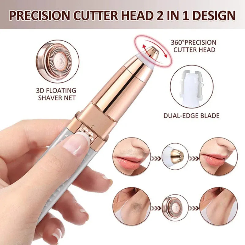 Épileur & Tondeuse Électrique Visage 2-en-1 Rechargeable USB pour Femme