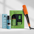 Pack Soin &amp; Sublimation Capillaire 3-en-1 – Coffret Brunka Nielle (Shampoing, Masque &amp; Sérum au Romarin et Menthe) + Lisseur Professionnel DSP + Spray Retouche Racines Rose Berry (75 ml)