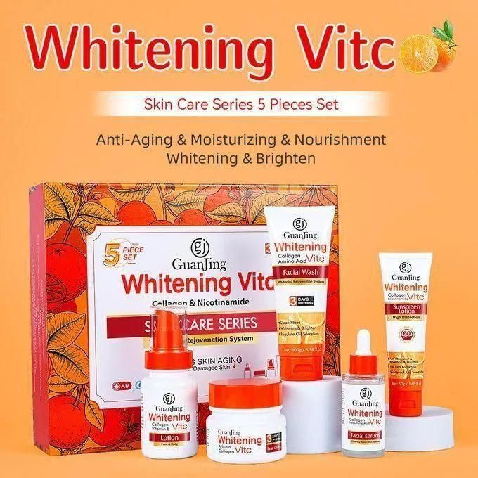 Coffret Routine Éclat & Anti-Âge à la Vitamine C, Collagène & Niacinamide (5 Pièces)