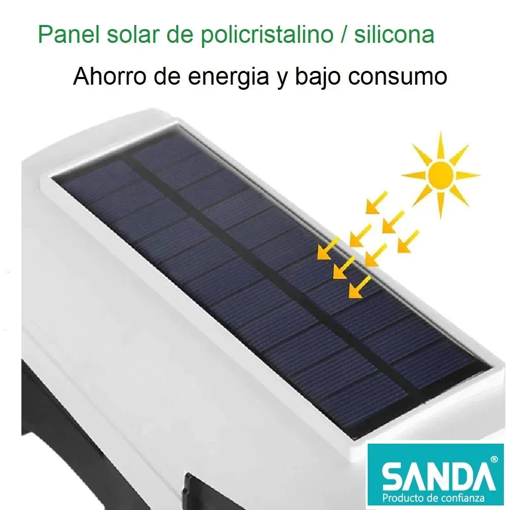 Pack Éclairage &amp; Sécurité Solaire Extérieur 3-en-1 – Projecteur 3 Têtes 270° + Torche Flamme Dansante 58 cm + Projecteur Caméra Fictive Dissuasive