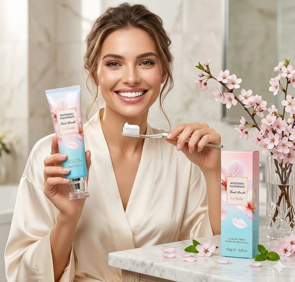 Pack Soin & Blanchiment Dentaire 3-en-1 – Brosse à Dents Électrique Sonic + Dentifrice FairSmile (Fleur de Cerisier & Pêche) + Stylo Blanchissant Dazzling White