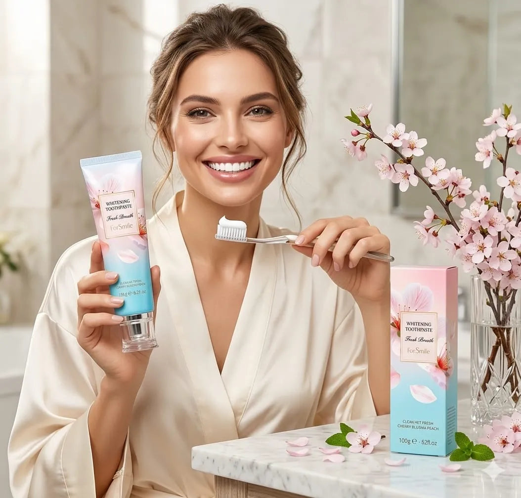 Pack Soin & Blanchiment Dentaire 3-en-1 – Brosse à Dents Électrique Sonic + Dentifrice FairSmile (Fleur de Cerisier & Pêche) + Stylo Blanchissant Dazzling White