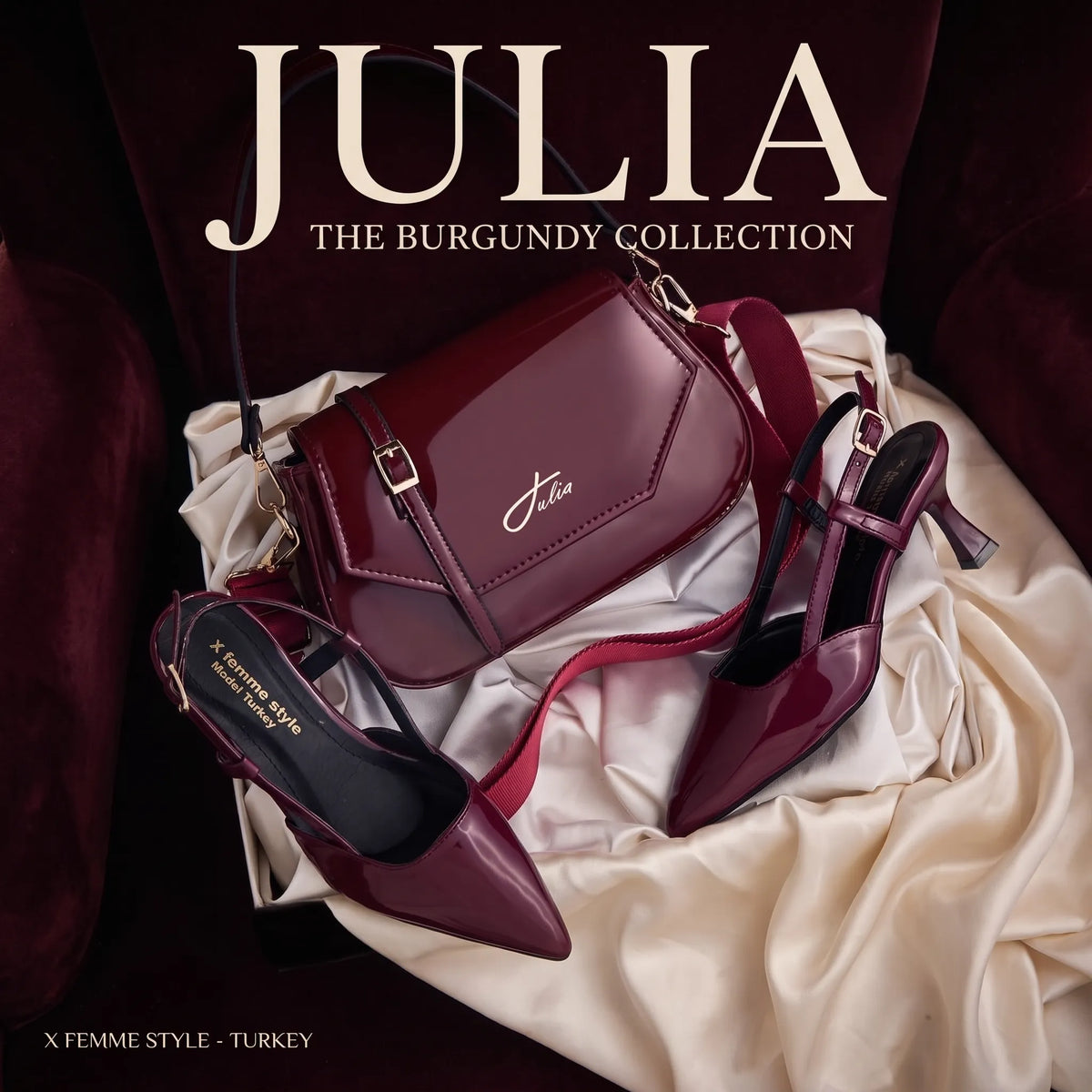 Ensemble Lilia – Sac Vernis &amp; Escarpins à Talon Fin