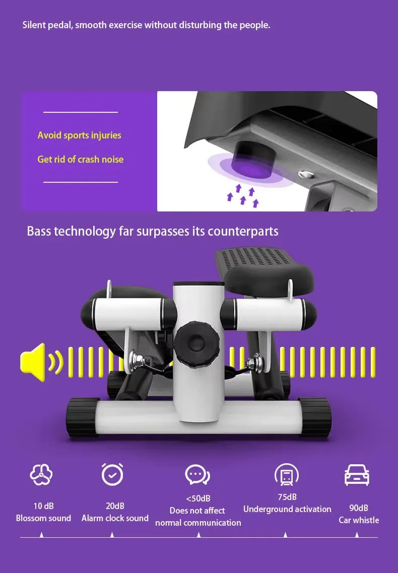 Mini Stepper de Fitness Pliable avec Cordes de Résistance – Cardio &amp; Tonification