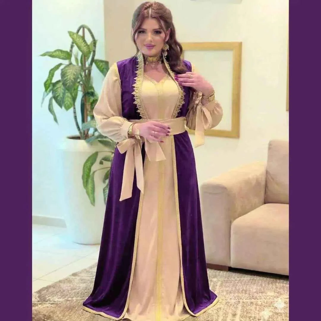قفطان هماوي 2 بياس بكاب موبرا مع حزام راقي