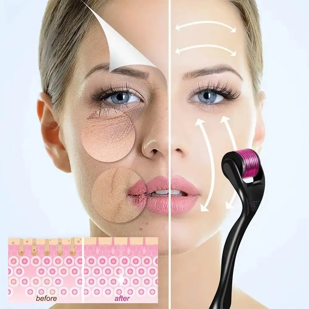 Pack Soin & Rénovation du Visage 3-en-1 – Spatule Ultrasons + Derma Roller 540 Aiguilles + Kit GuanJing (Masseur et Sérum)