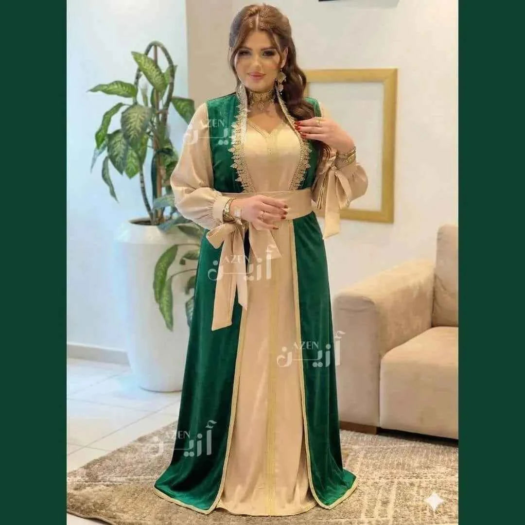 قفطان هماوي 2 بياس بكاب موبرا مع حزام راقي