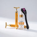 Pack Soin & Rénovation du Visage 3-en-1 – Spatule Ultrasons + Derma Roller 540 Aiguilles + Kit GuanJing (Masseur et Sérum)
