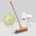 Pack Hygiène &amp; Entretien Salle de Bain 3-en-1 – Bague de Évacuation Fleur en Silicone + Balai-Brosse Renforcé 2-en-1 avec Raclette + Distributeur Automatique de Dentifrice