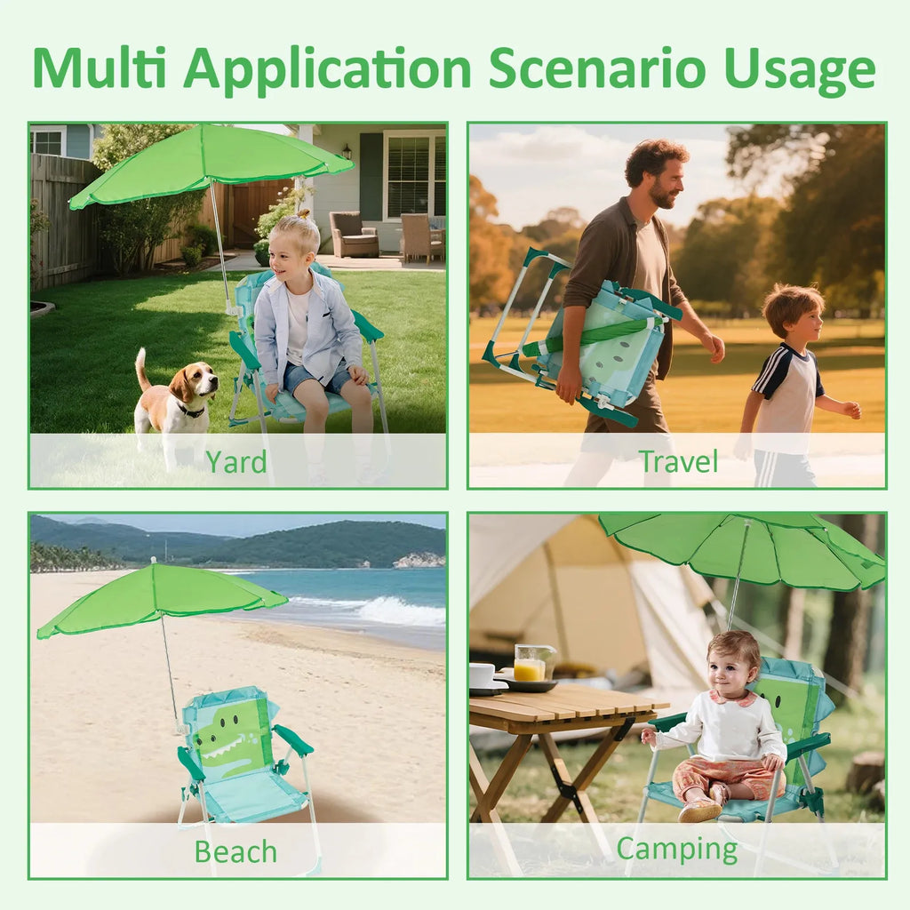 Chaise de Plage Pliante pour Enfants avec Parasol Amovible