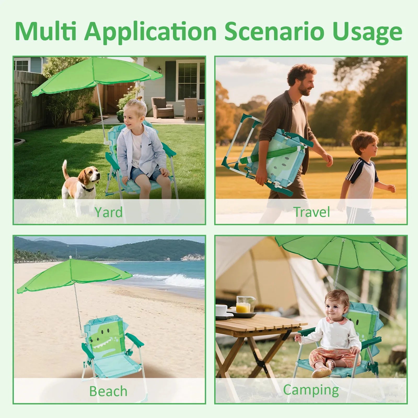 Chaise de Plage Pliante pour Enfants avec Parasol Amovible