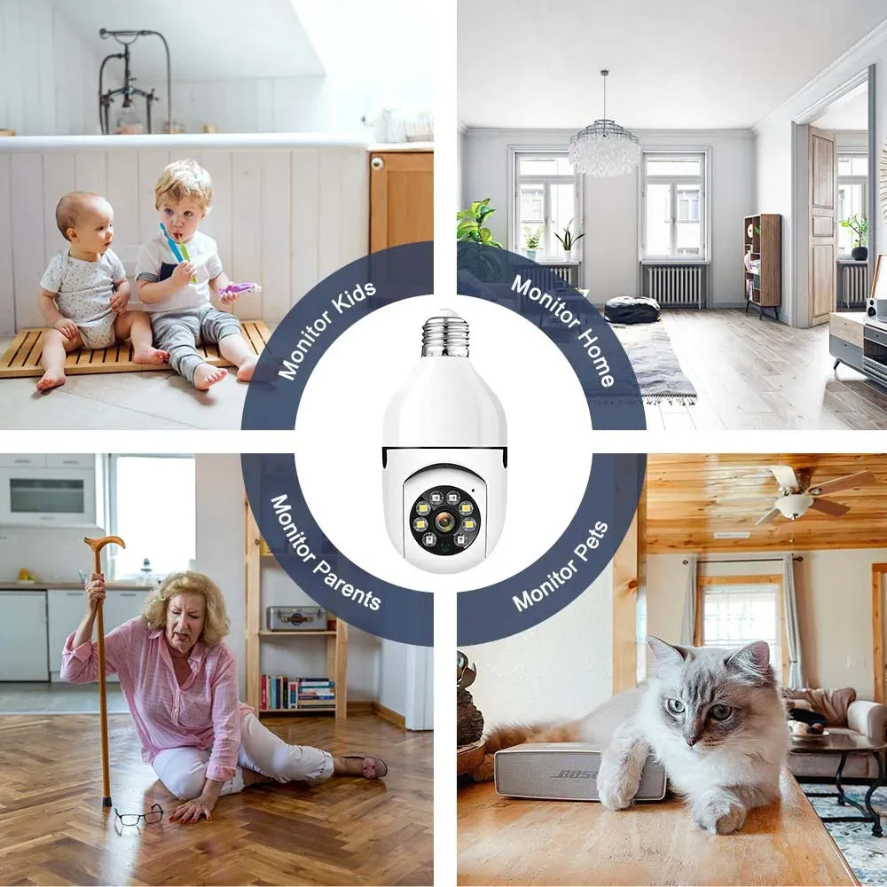 Caméra de Surveillance Ampoule E27 Tuya Smart 2K 3MP – Wi-Fi Dual Band (2.4G &amp; 5G)