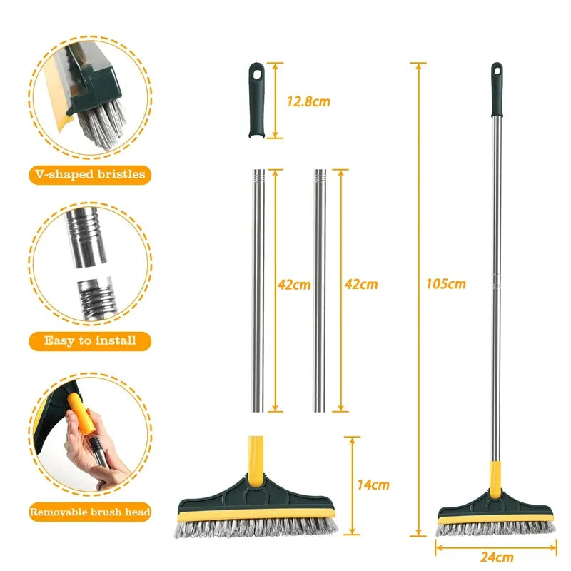 Pack Hygiène &amp; Entretien Salle de Bain 3-en-1 – Bague de Évacuation Fleur en Silicone + Balai-Brosse Renforcé 2-en-1 avec Raclette + Distributeur Automatique de Dentifrice