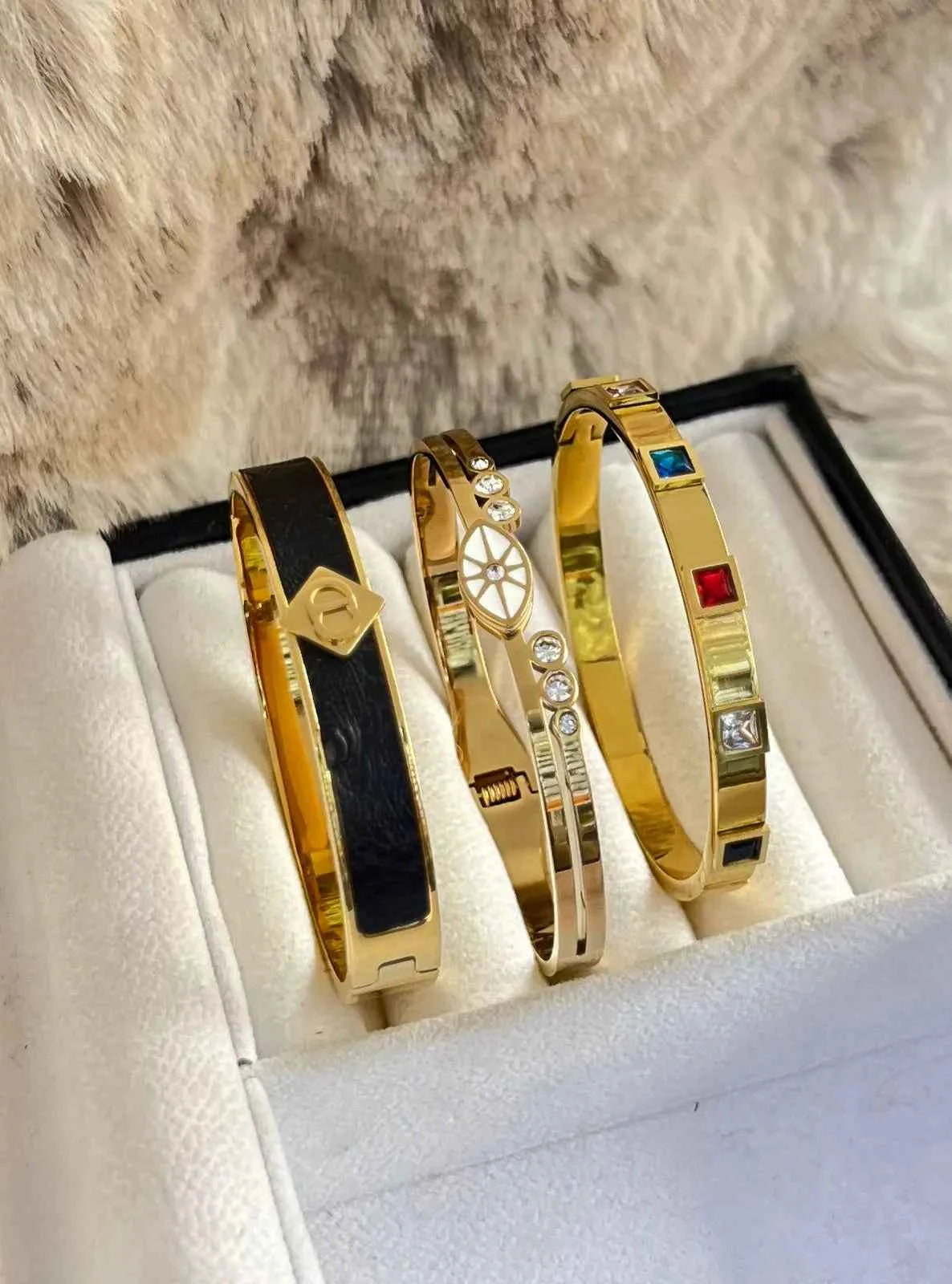 Trio de Bracelets en Acier Inoxydable