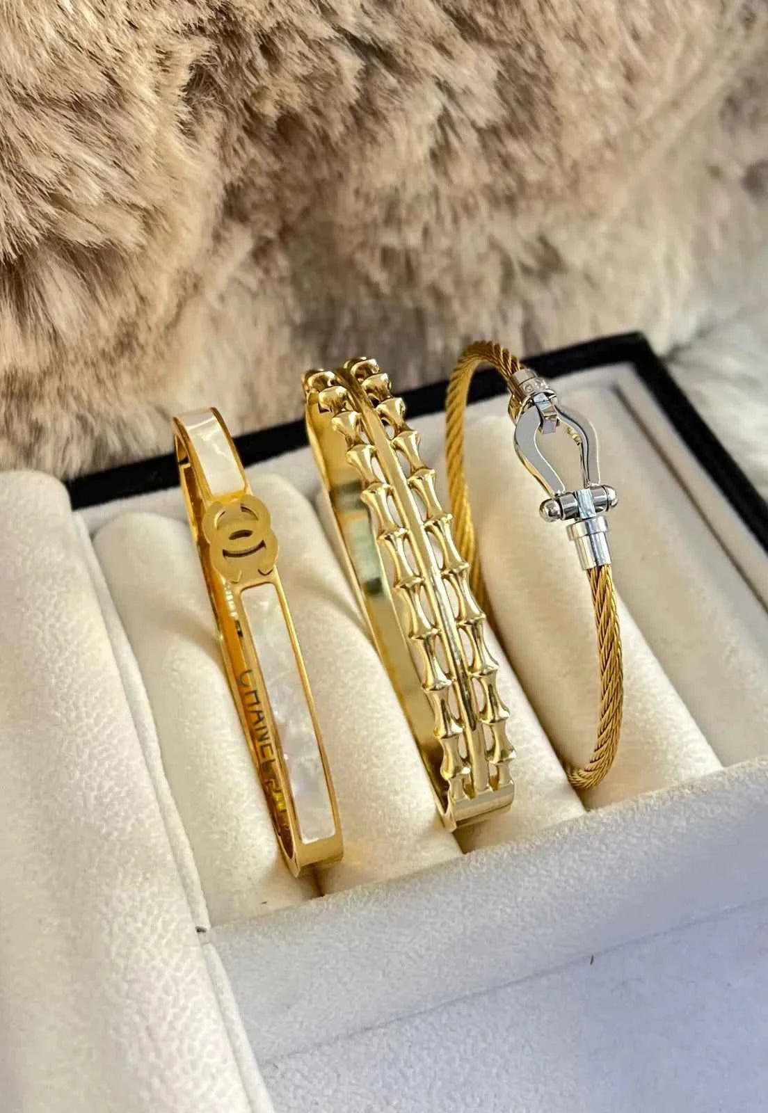 Trio de Bracelets en Acier Inoxydable
