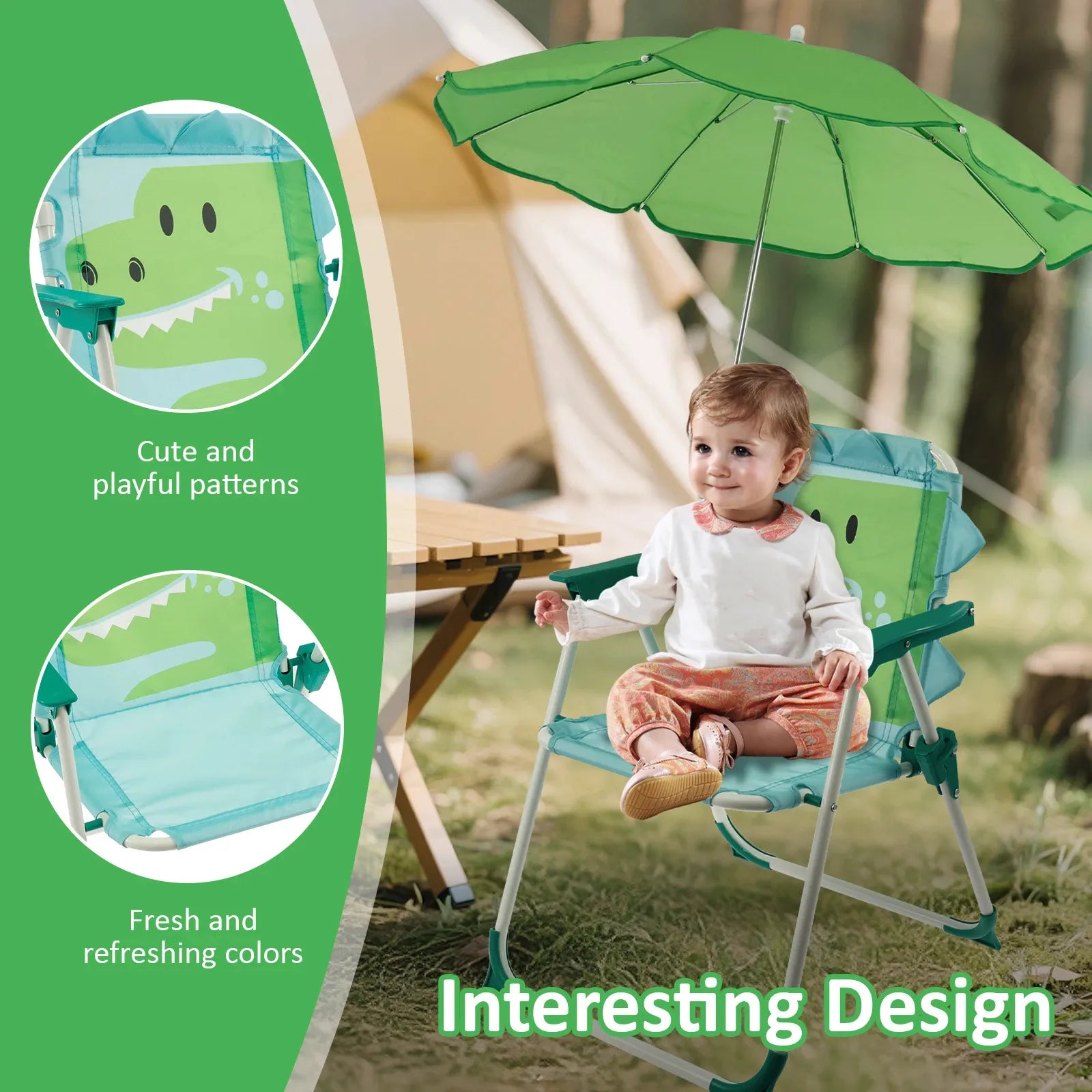 Chaise de Plage Pliante pour Enfants avec Parasol Amovible