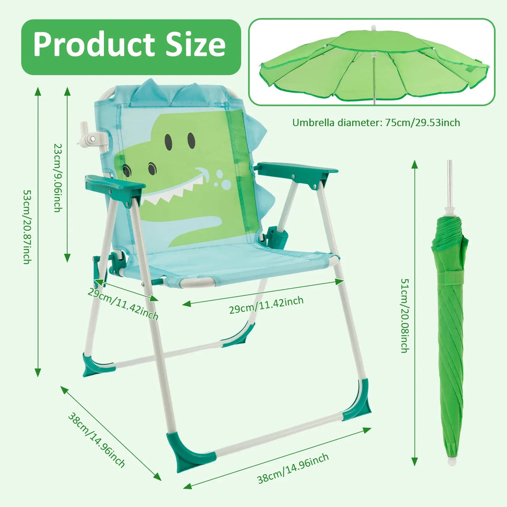 Chaise de Plage Pliante pour Enfants avec Parasol Amovible