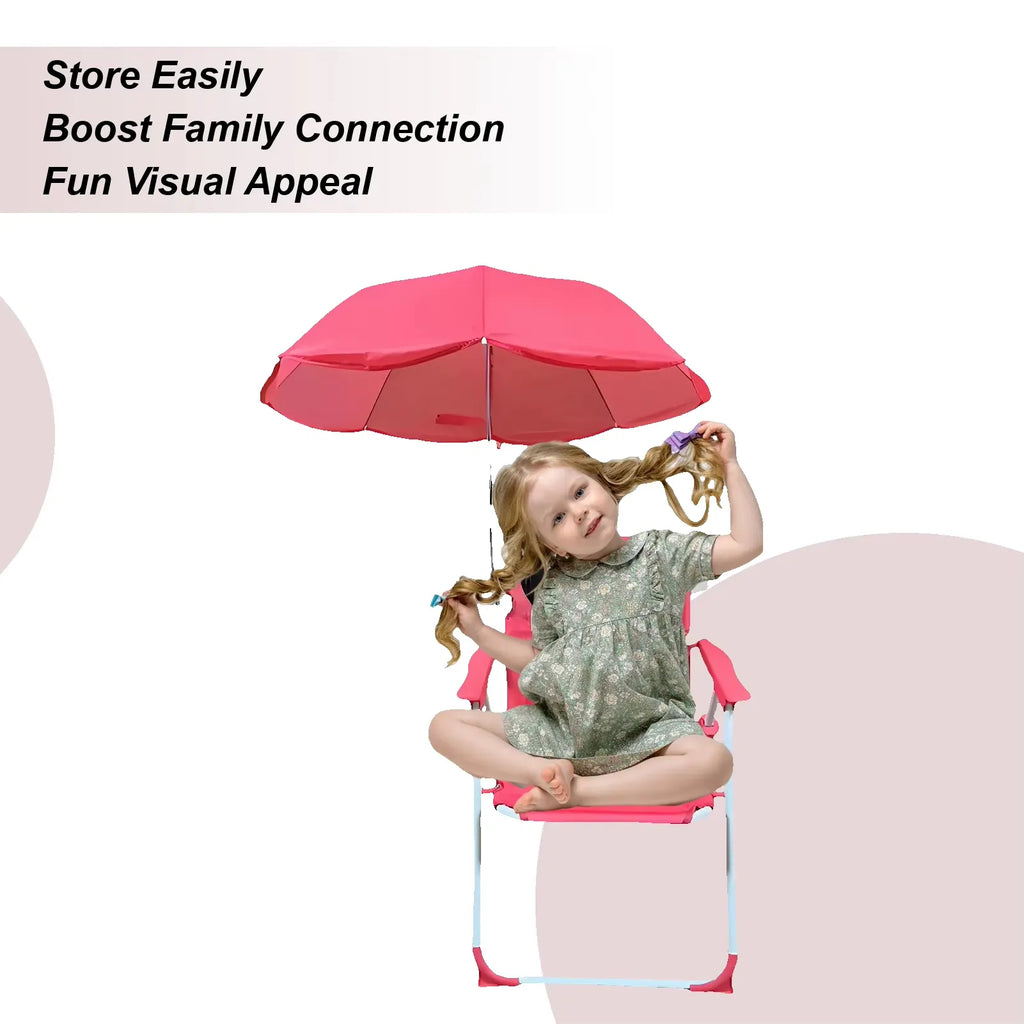 Chaise de Plage Pliante pour Enfants avec Parasol Amovible