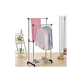 Portant à Vêtements Double Barre Ajustable à Roulettes – Portant Métallique Multifonction