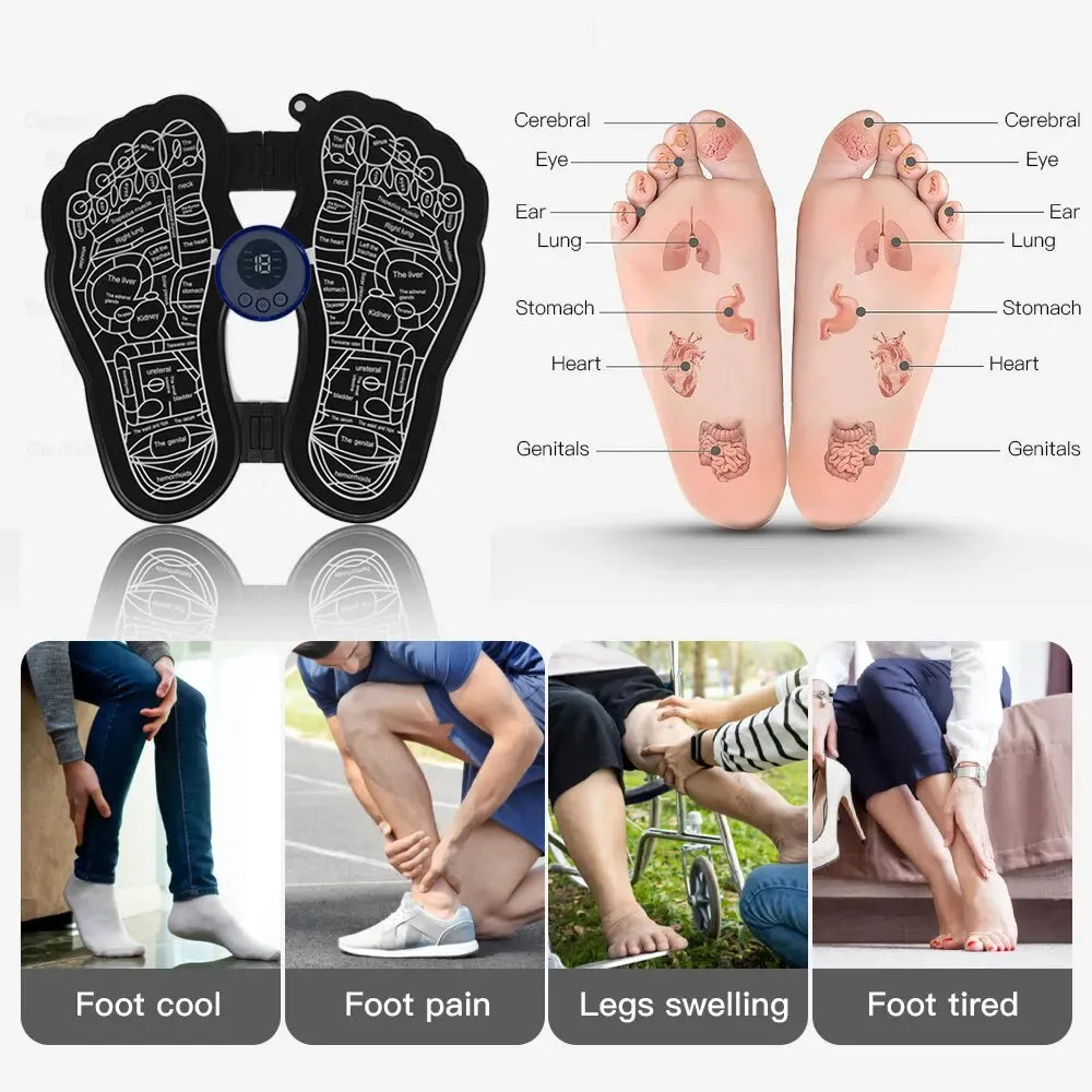 Tapis de Massage Électrique Intelligent pour Pieds EMS (avec Télécommande)