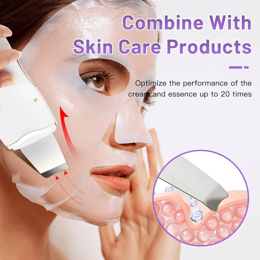 Pack Soin & Rénovation du Visage 3-en-1 – Spatule Ultrasons + Derma Roller 540 Aiguilles + Kit GuanJing (Masseur et Sérum)