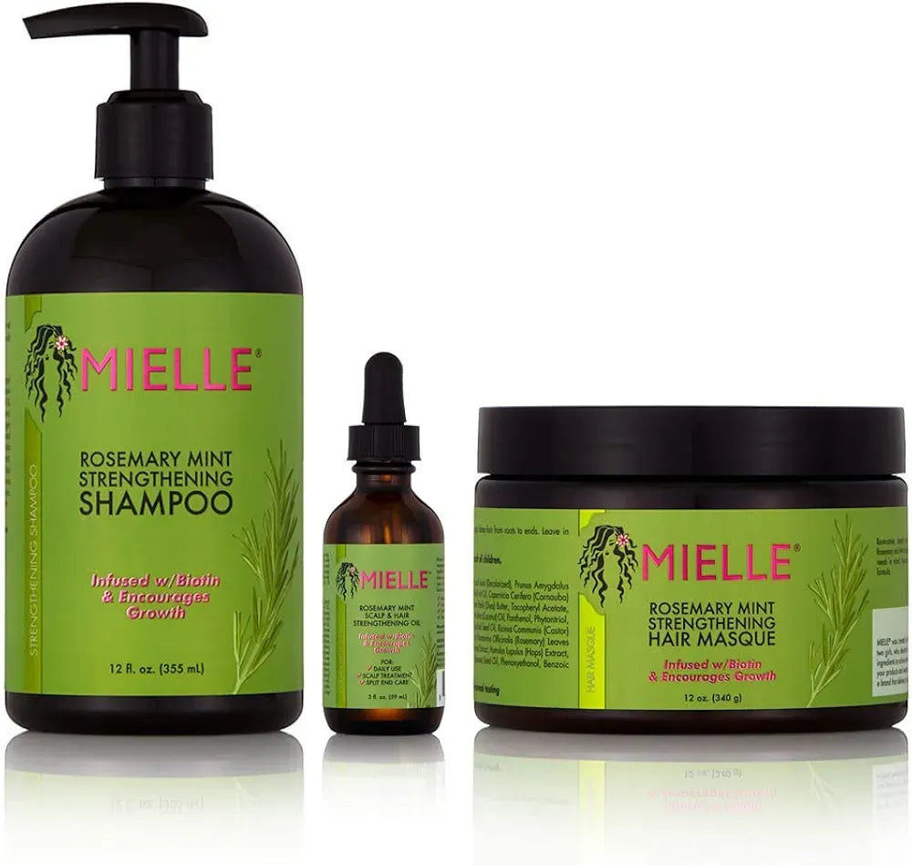 Pack Soin &amp; Sublimation Capillaire 3-en-1 – Coffret Brunka Nielle (Shampoing, Masque &amp; Sérum au Romarin et Menthe) + Lisseur Professionnel DSP + Spray Retouche Racines Rose Berry (75 ml)