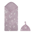 Ensemble Couverture d'Emmaillotage & Bonnet Ajustable en Coton Doux pour Bébé