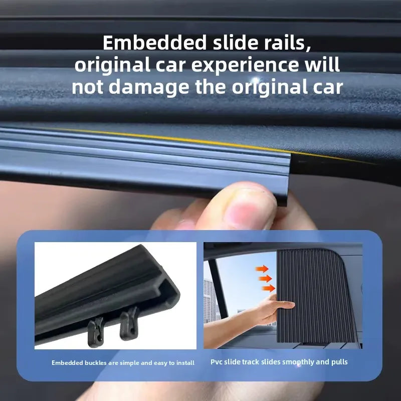 Rideaux Pare-Soleil Coulissants pour Voiture avec Rail Encastrable – Protection UV, Isolation Thermique