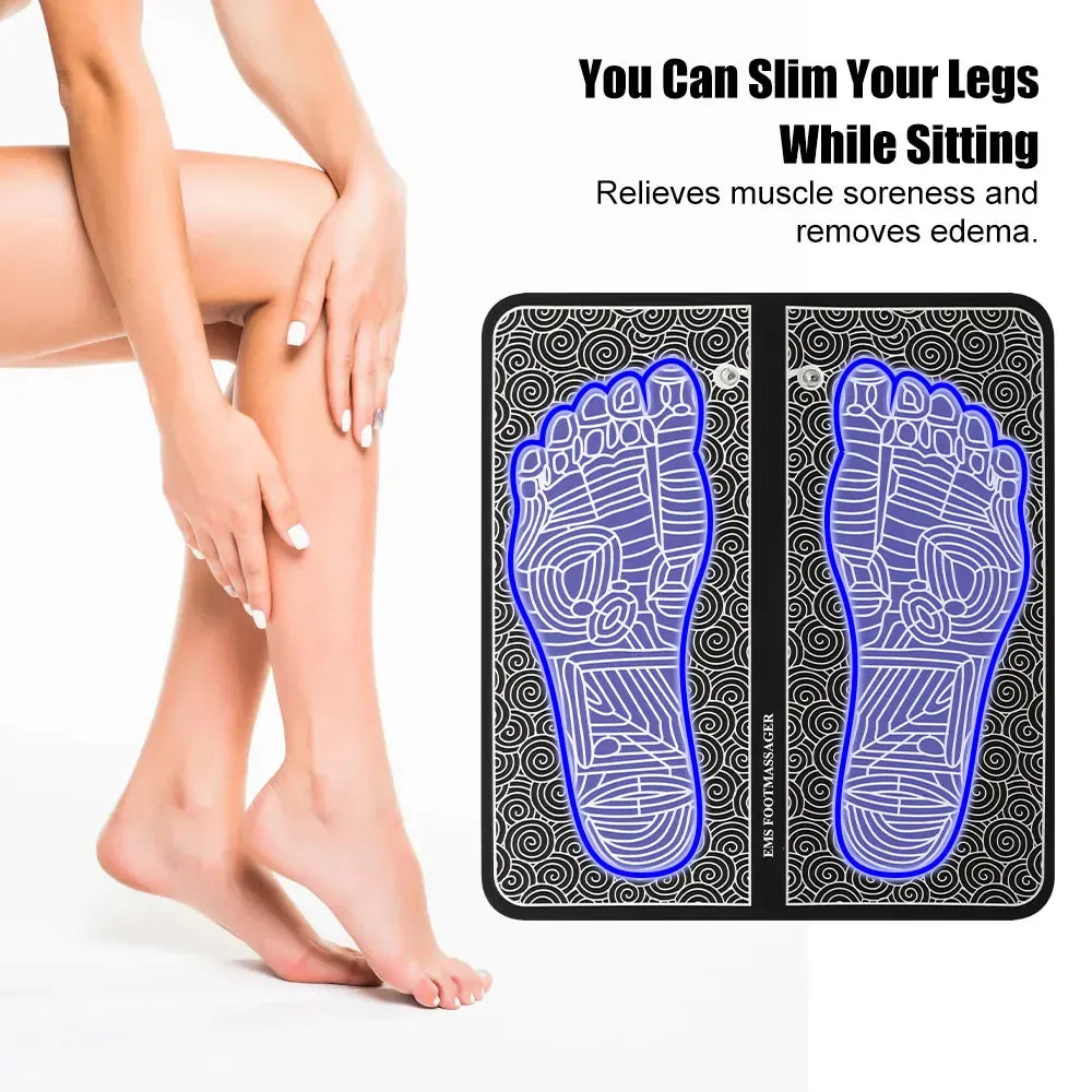 Tapis de Massage &amp; Réflexologie Électrique EMS pour Pieds (8 Modes &amp; 19 Niveaux)
