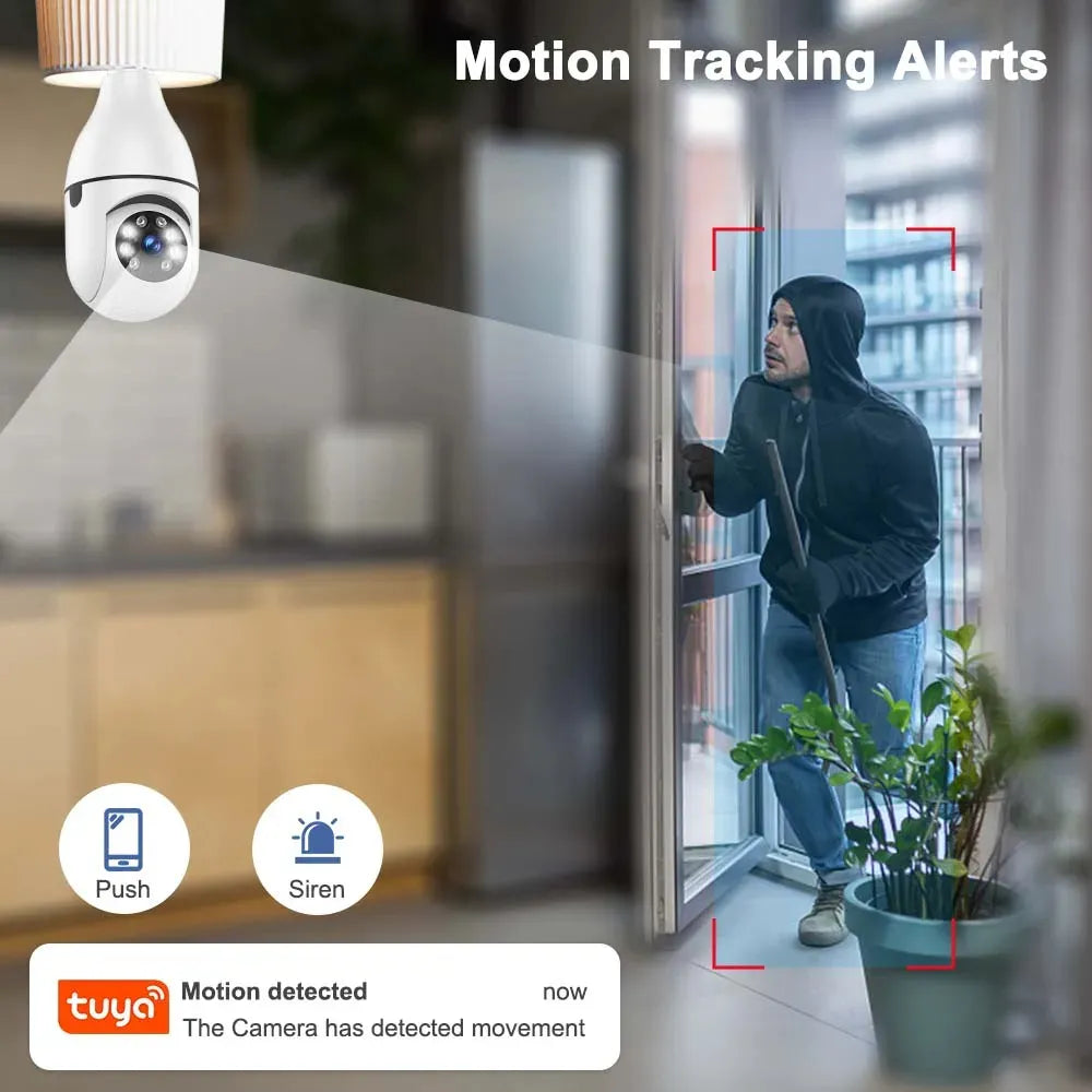 Caméra de Surveillance Ampoule E27 Tuya Smart 2K 3MP – Wi-Fi Dual Band (2.4G &amp; 5G)