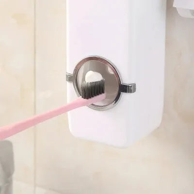 Pack Hygiène &amp; Entretien Salle de Bain 3-en-1 – Bague de Évacuation Fleur en Silicone + Balai-Brosse Renforcé 2-en-1 avec Raclette + Distributeur Automatique de Dentifrice