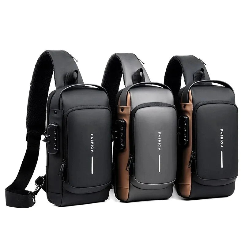 Sac Bandoulière Antivol Poitrine &amp; Épaule avec Port USB ; Cadenas TSA (9.7" iPad)