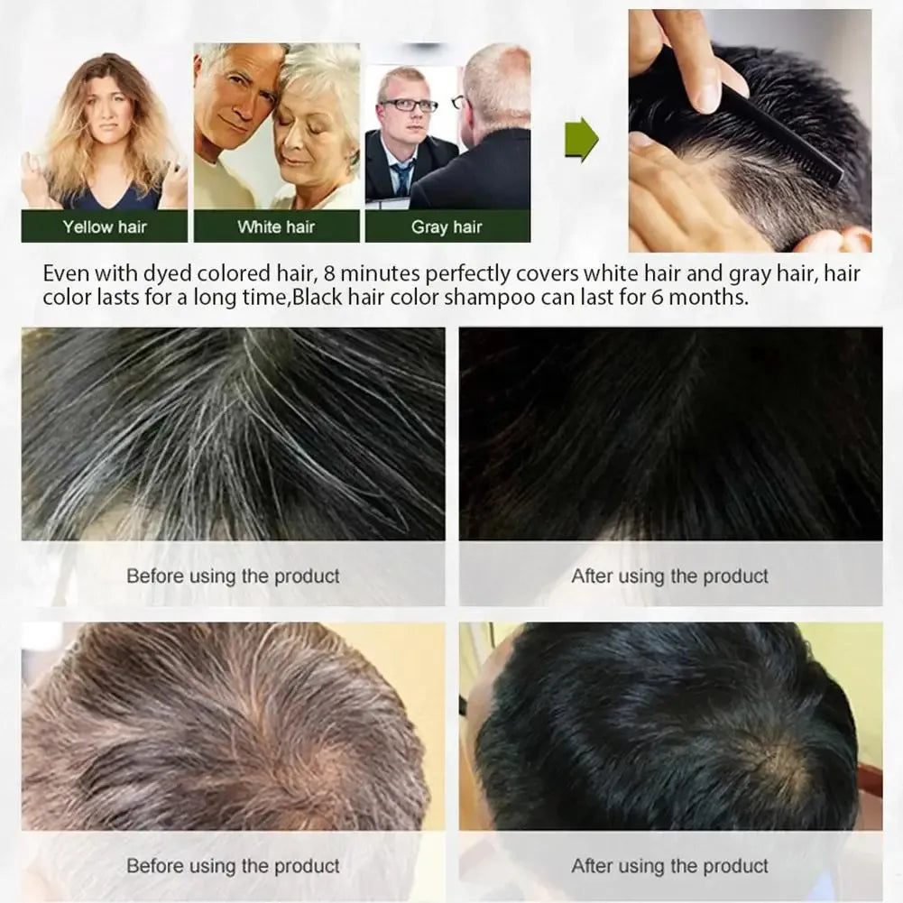 🇫🇷 Version Française Shampooing Colorant Rapide 3-en-1 au Collagène & Huile d'Argan (Noir Naturel) – 400 ml