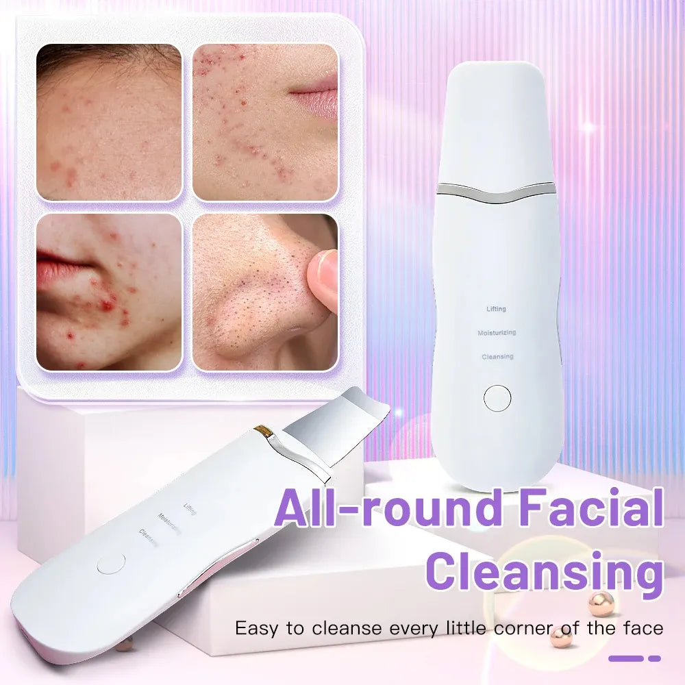 Pack Soin & Rénovation du Visage 3-en-1 – Spatule Ultrasons + Derma Roller 540 Aiguilles + Kit GuanJing (Masseur et Sérum)