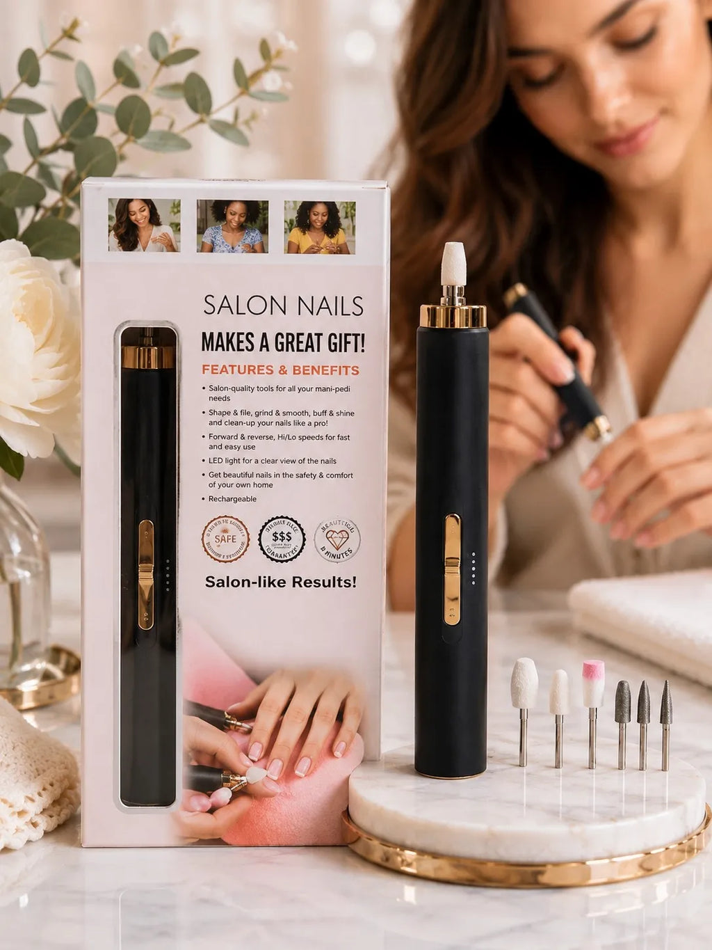 Kit de Manucure &amp; Pédicure Électrique 5-en-1 – Ponceuse à Ongles Rechargeable