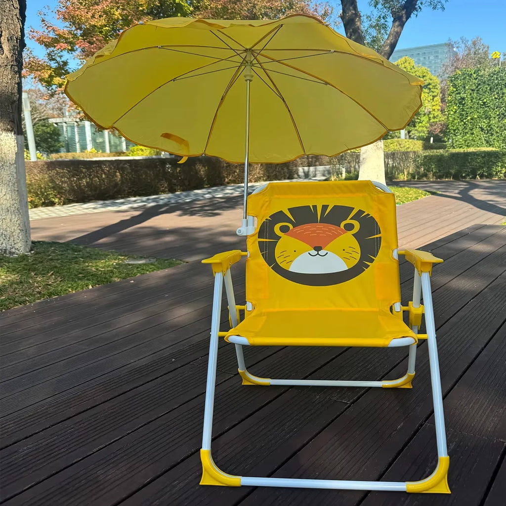 Chaise de Plage Pliante pour Enfants avec Parasol Amovible