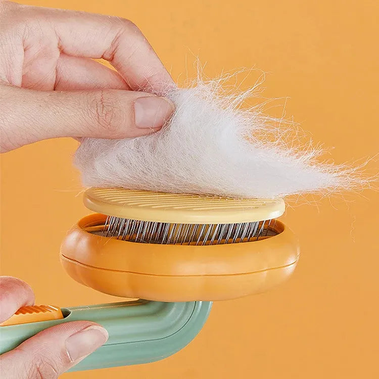 Brosse Autonettoyante pour Animaux (Chiens, Chats &amp; Lapins) – Picots Inclinés 140° &amp; Embouts de Protection