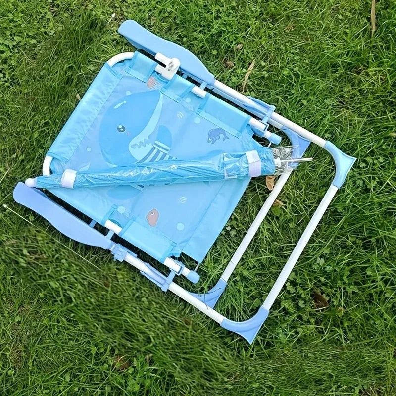 Chaise de Plage Pliante pour Enfants avec Parasol Amovible