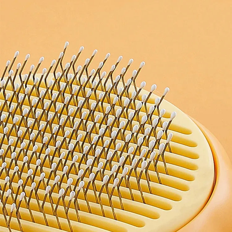 Brosse Autonettoyante pour Animaux (Chiens, Chats &amp; Lapins) – Picots Inclinés 140° &amp; Embouts de Protection