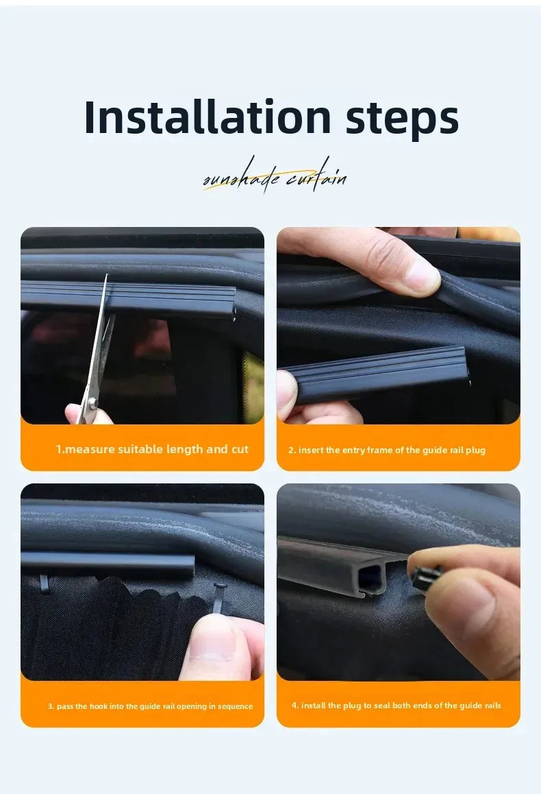 Rideaux Pare-Soleil Coulissants pour Voiture avec Rail Encastrable – Protection UV, Isolation Thermique